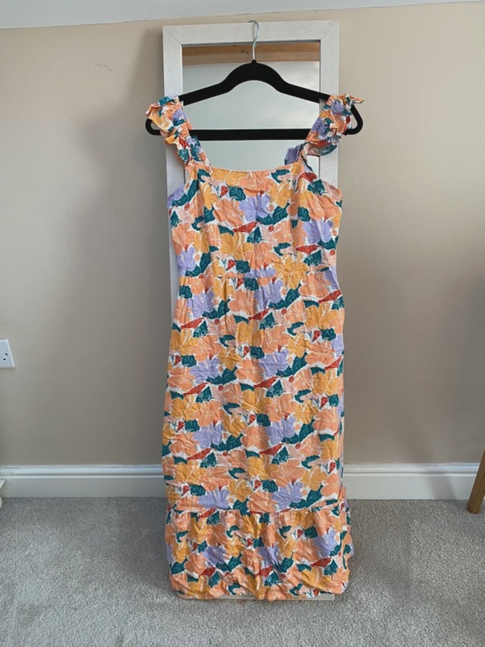 Primark Peach Floral Ruffle Strap Maxi Dress